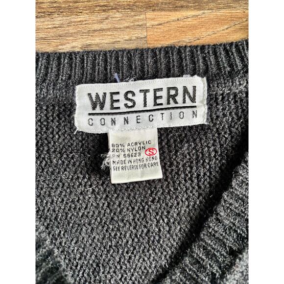 Vintage Western Connection Women's Small Black Sweater Sequins Sparkle 80s 90s - Picture 3 of 11